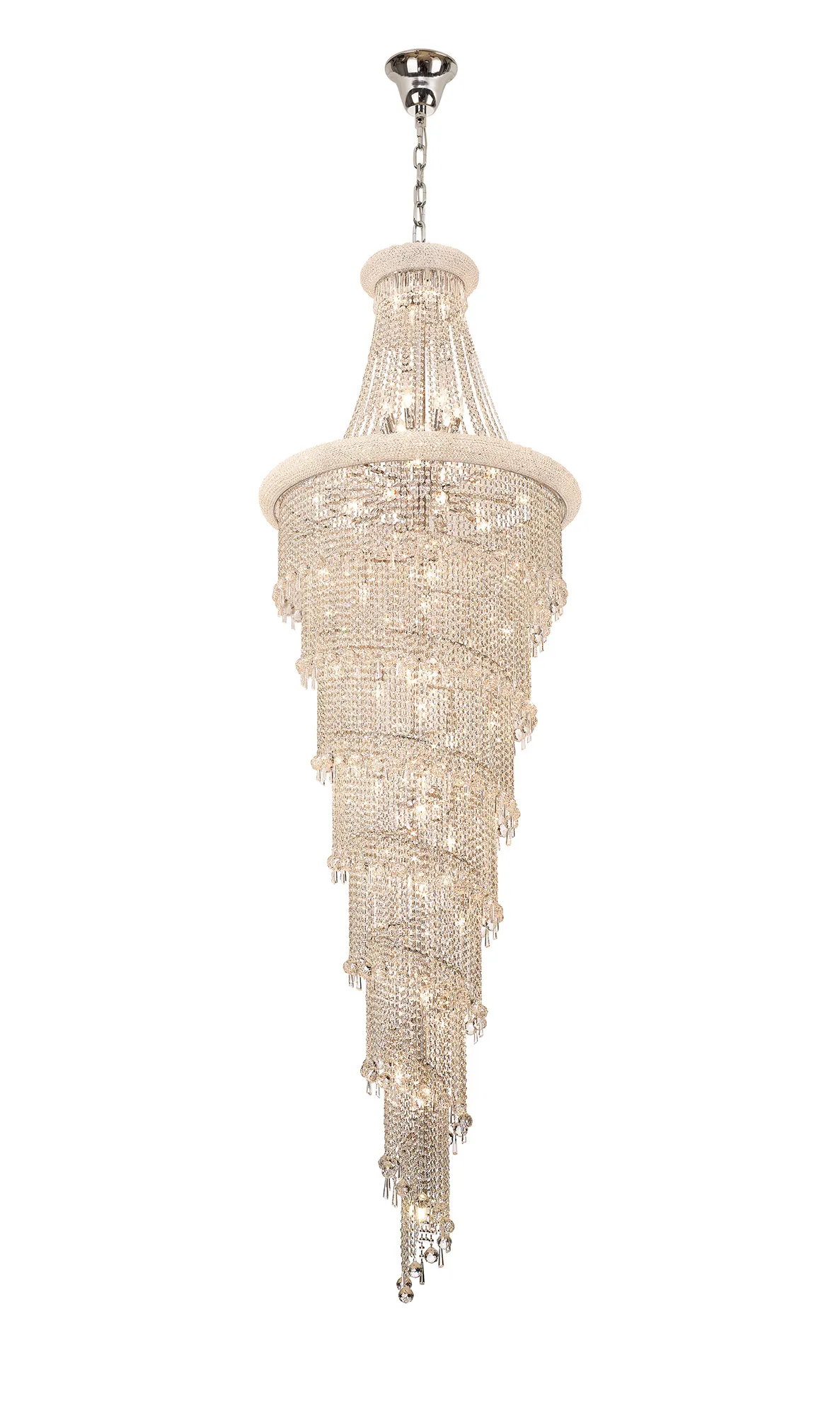 Alexandra Polished Chrome Crystal Ceiling Lights Diyas Statement Crystal Fittings